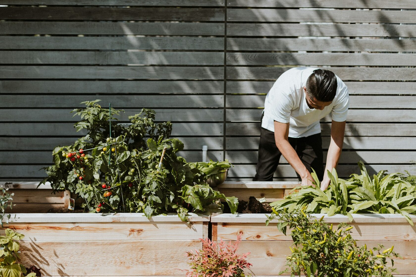 Equipo de paisajistas trabajando en un jardín en Chile